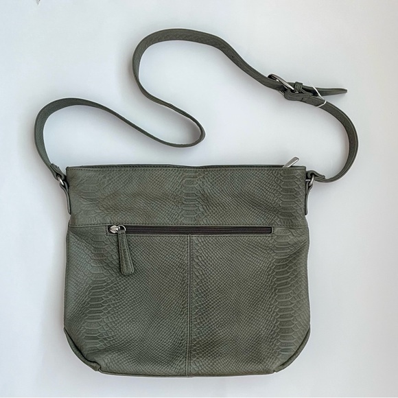 Stone Mountain Olive Green Reptile-Textured Leather Crossbody Bag NWOT - Picture 2 of 16